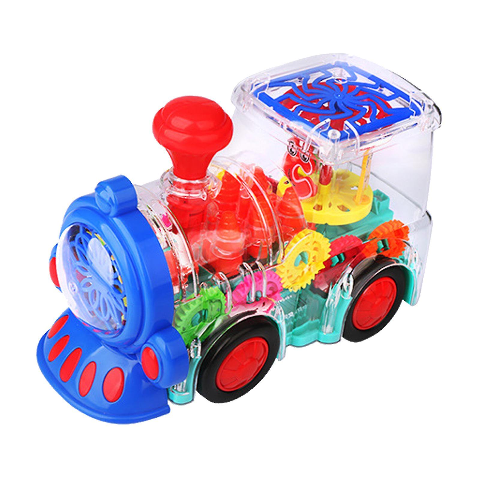 Sky Tech® Transparent Train Engine Universal Walking Gear Train Engine Colorful Lights Musical Toys, 3D Colourfull Lights Gear Transparent Train Toy for 2-5 Year Kids Sound Toys (Gear Train)