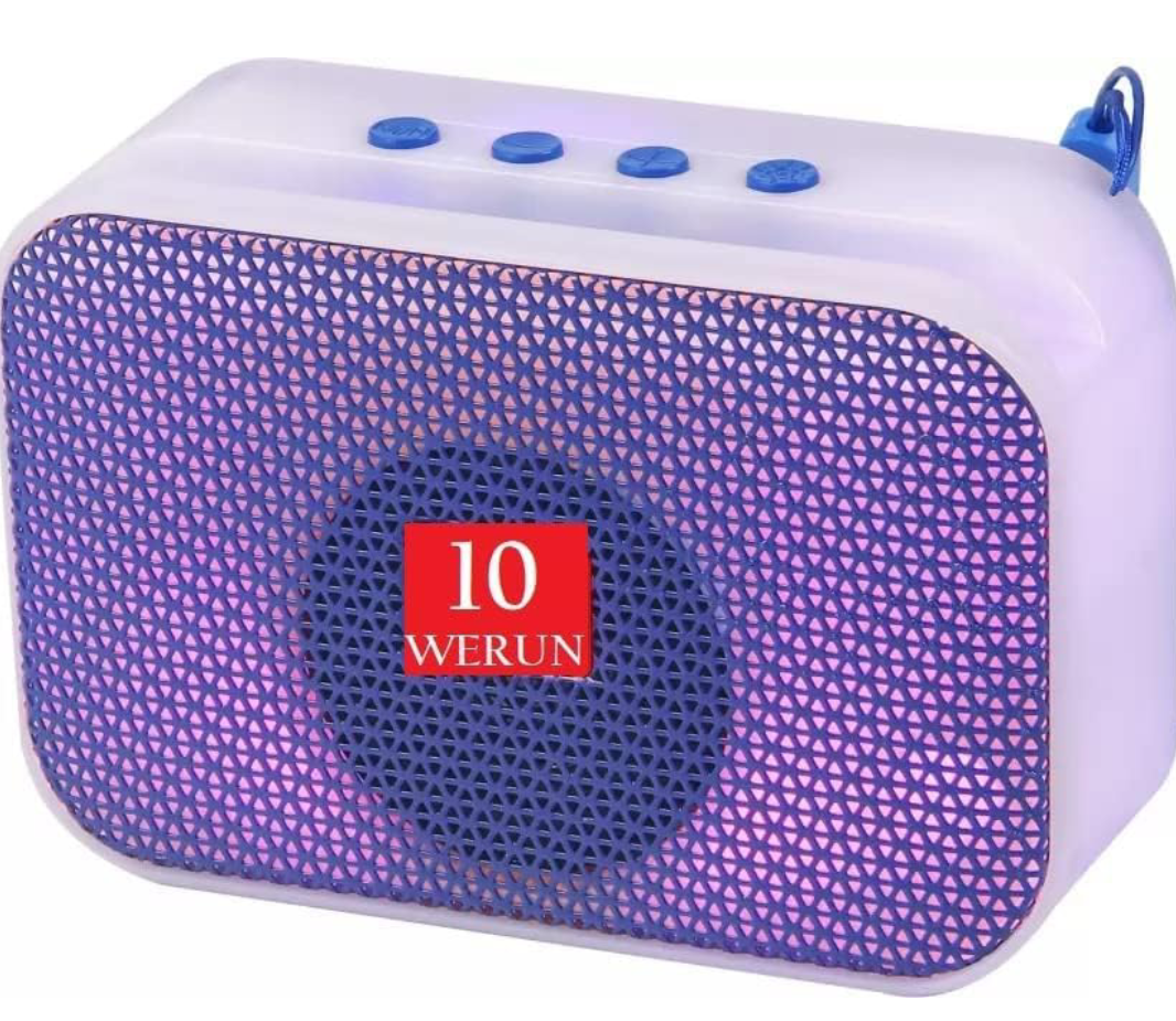 10WeRun Super Bass Portable Wireless Bluetooth Speaker with inbuilt Phone Stand Built-in mic, TF Card Slot, USB Port (Purpule)