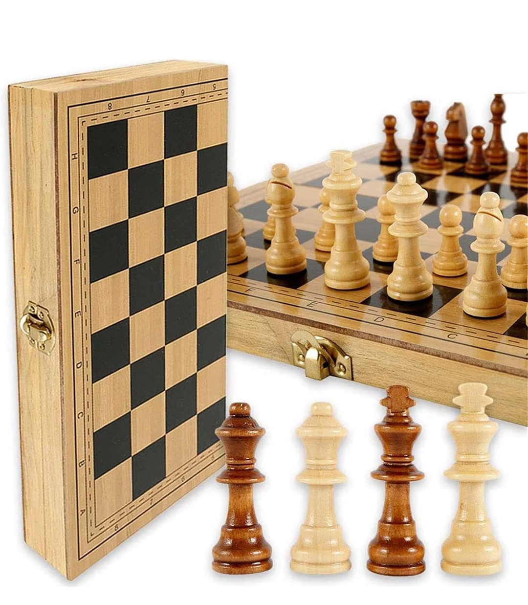 Frekky Premium 13"X13" Inch Wooden Non - Magnetic Chess Board &amp; Pawns | Best Gift for Kids &amp; Adults | Brain Game | friends and family at home | School,College,Tournament Chess Board Set