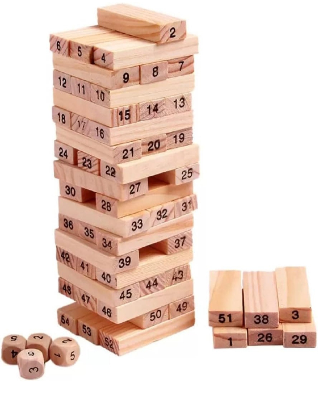 Yetli 54 Wooden Blocks Game for Kids Learning Toys Puzzle Games Educational Toys Gift for 5 to 10 Year Kids Boys Girls (Wood Color)