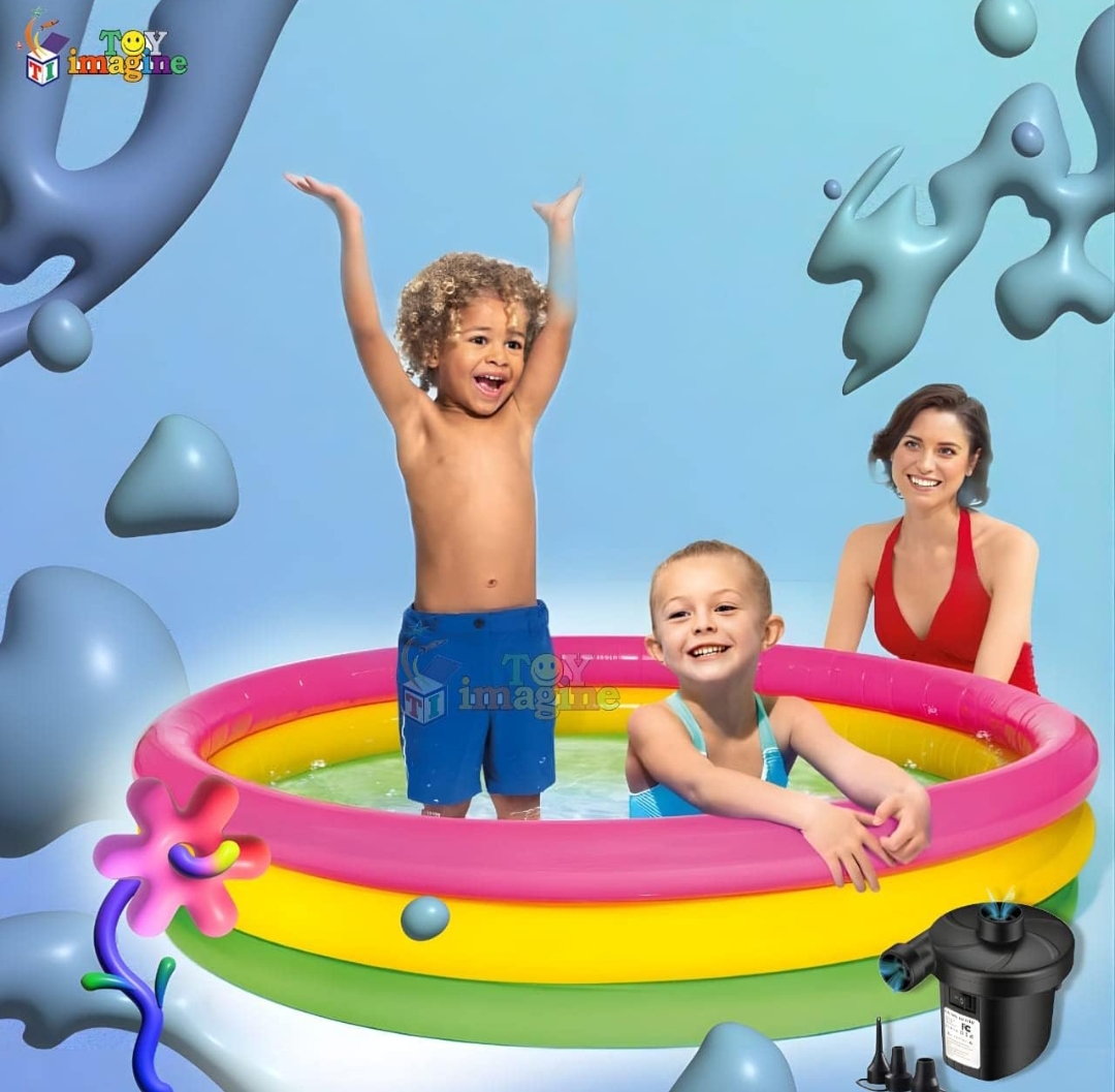 Toy Imagine™ 4 Ft Swimming Pool for Kids | Inflatable Sunset Glow Round Colourful Ring Baby Pool Portable Baby Bath tub | 0-5 Years | Indoor &amp; Outdoor Swimming Pool for Kids (Multi Color) 29% off  29% off