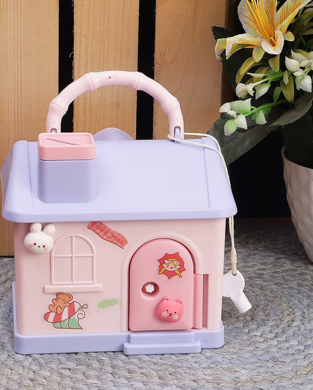 PASSION PETALS Home Piggy Bank -Money Saving Coin Bank, Plastic Piggy Bank For Kids, Birthday Return For Boys &amp; Girls, Money Bank, Coin Box For Kids(Pink), Modern