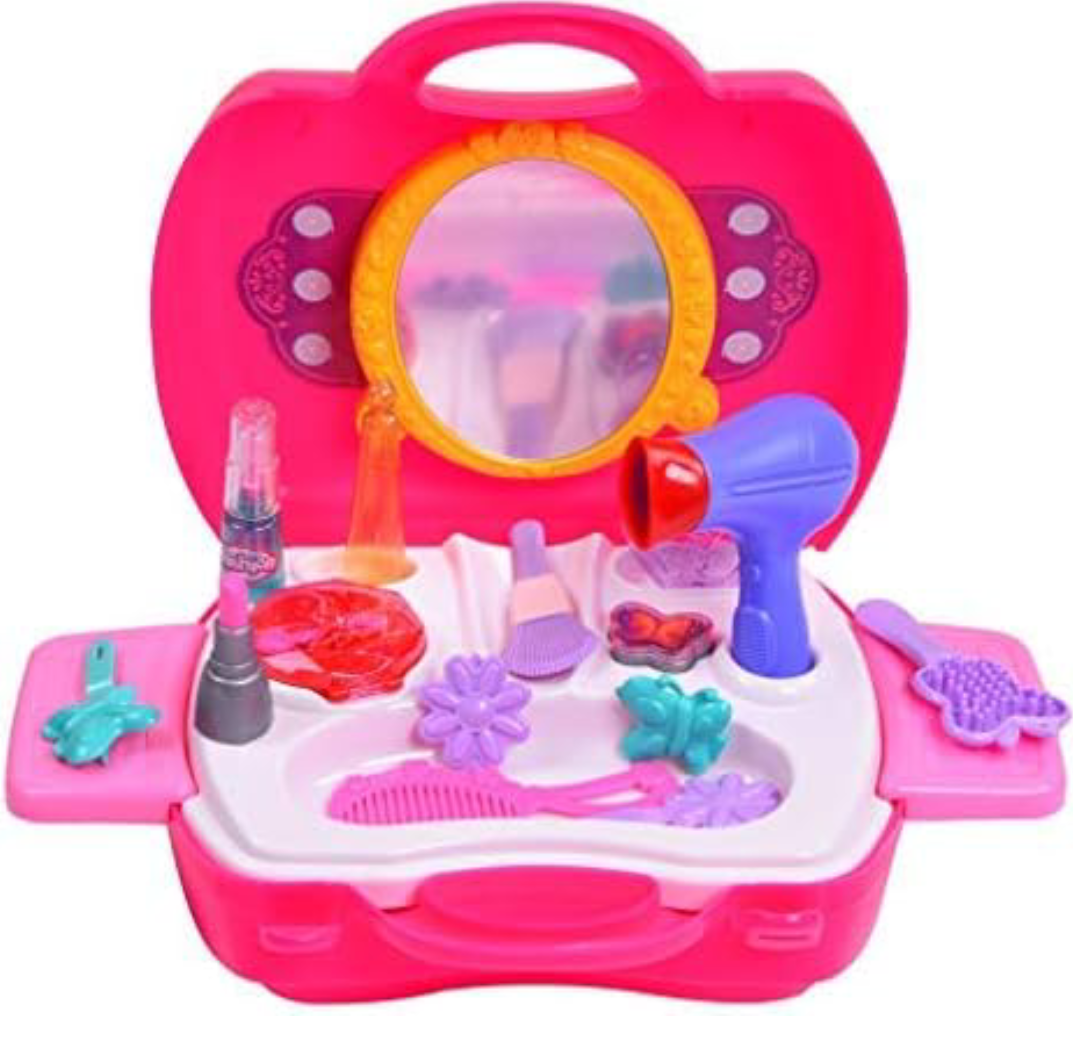 Smartcraft Girls Beauty kit Toys - Bring Along Beauty Suitcase -Makeup Toy Set - 21 Pieces