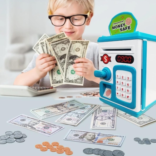 mQFIT Cartoon Printed Smart Artdeco Electronic Password Protected Money Bank For Kids With Talking Function,Electronic Piggy Banks,Mini Atm Electronic Coin Bank For Children Atm Bank (Colors As Per Stock) (1Pc)