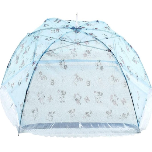 Foldable Umbrella Full Cover Insect &amp; Fly Protector Mosquito Net for New Born Infants Baby Kids (Blue)