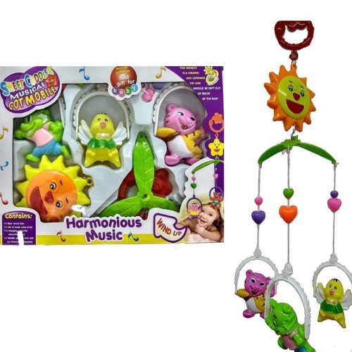 Lovely Colourful Musical Hanging Rattle Toys with Hanging Cartoons for Toddlers Rattle (Multicolor)
