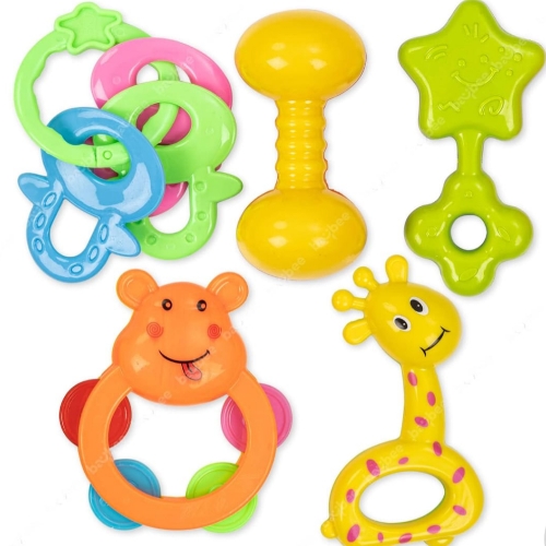 Pcs Baby Rattles Teether Toys Set for Babies, Non-Toxic Rattle Set with Smooth Edges | Newborn Baby Gift Products | Baby Rattles Set for Newborn Infant Babies 3-12 Months Boy Girl (5 Pcs Rattle)