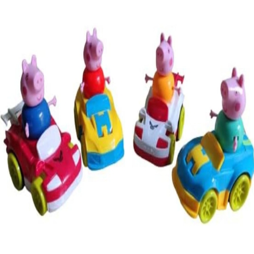 Pig Family Toy, Set of 4 with Cars Set, Toys for Children for Pretend Play Baby Pig, Daddy Pig, Mommy Pig, with Cute Cars (Set of 4) (Multi Color)